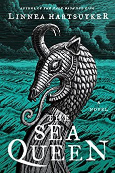 Book cover with title over a graphic of the ocean and a figurehead of a dragon.