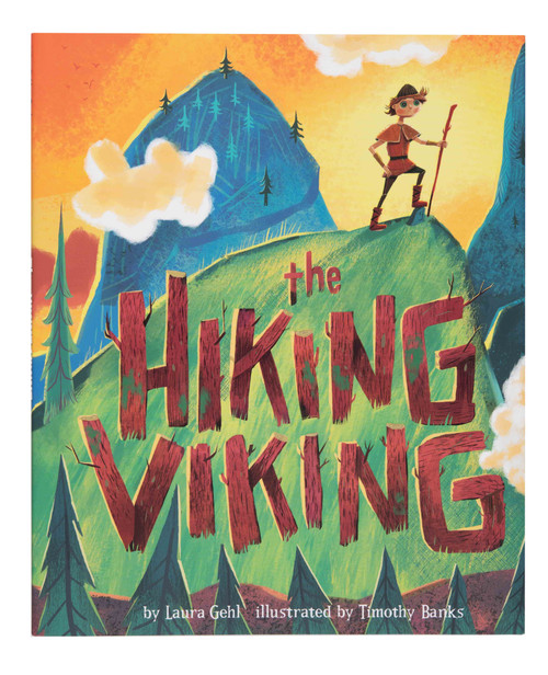 Book cover with title over a graphic of a hill, with a person standing at the top holding a walking stick and a mountain in the background.