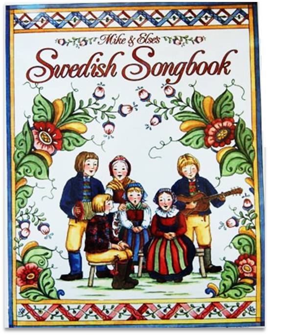 Book cover with title and graphic of a group of people singing in traditional Swedish dress.