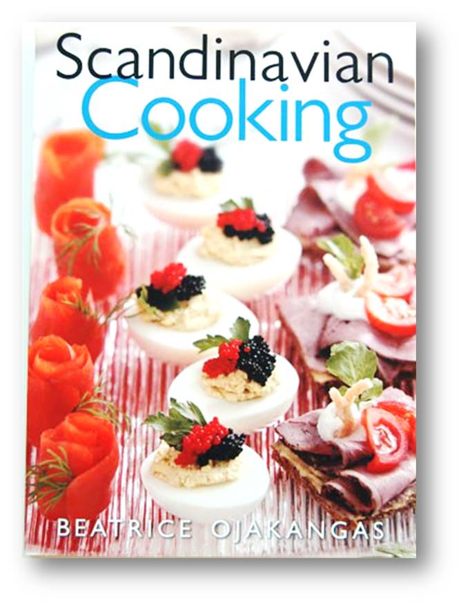 Book cover with title and photo of Scandinavian appetizers. 