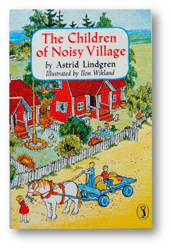 Book cover with title and graphic of a horse drawn cart on a road next to red cottages.
