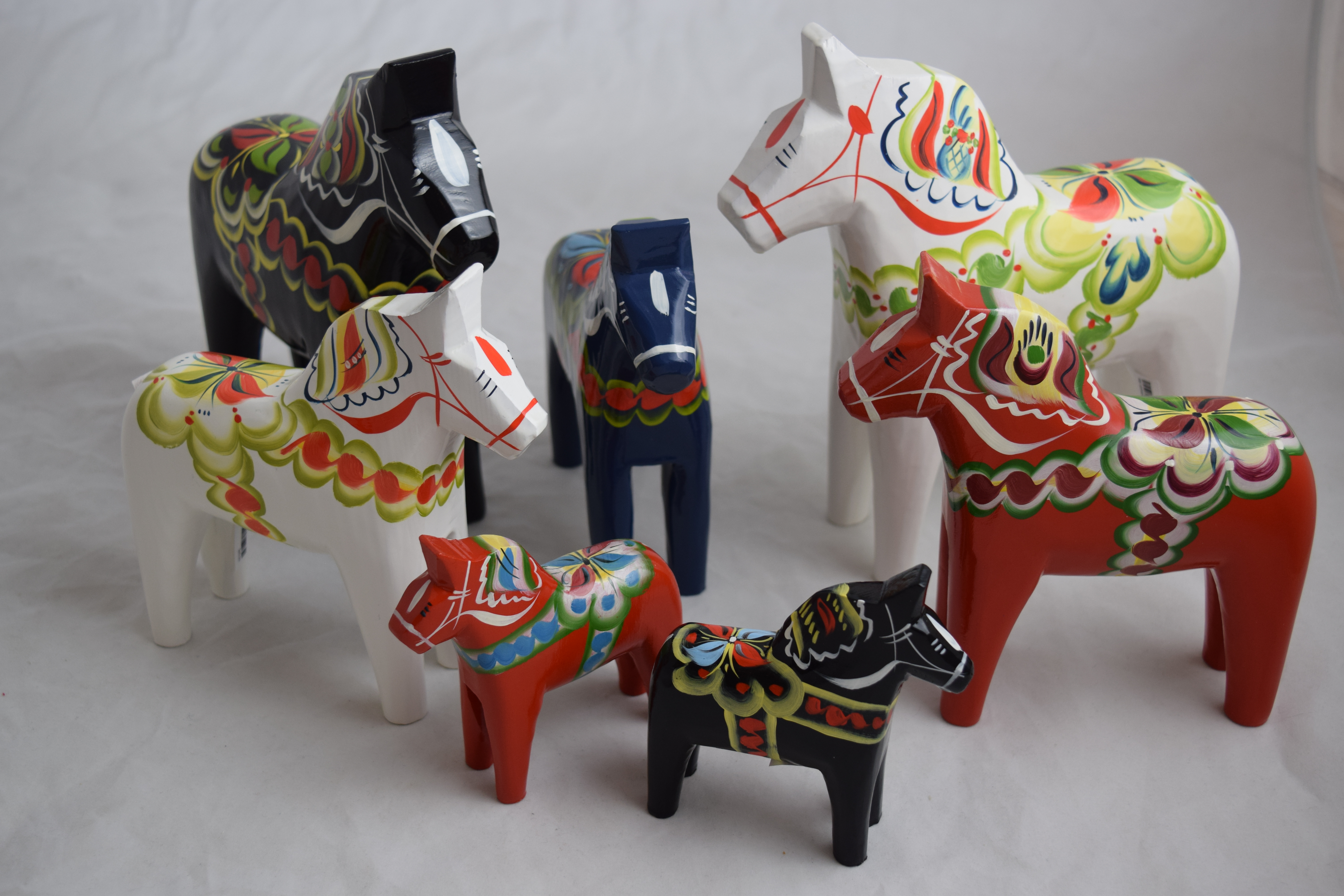 Swedish Pine Painted Dala Horses