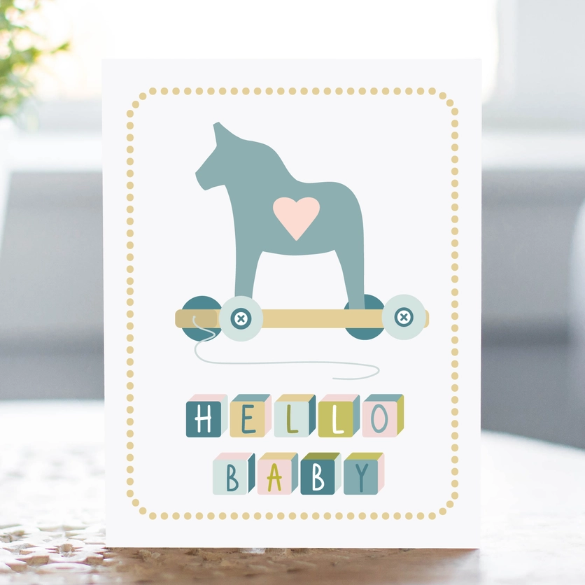 Hello Baby Dala Greeting Card