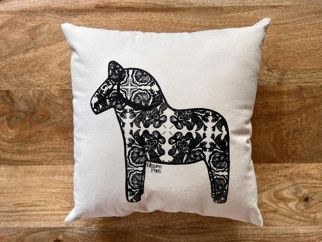 Dala Horse Rosemaling Pillow