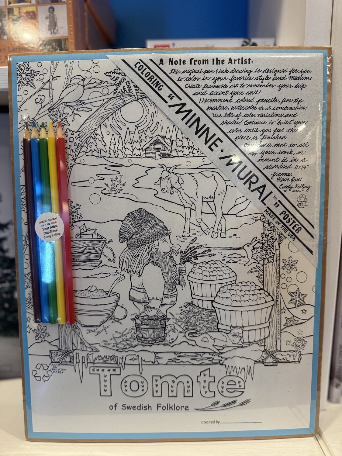 Minne mural coloring art poster