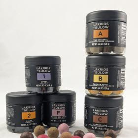 an assortment of the lakrids by bulows lineup against a white backdrop