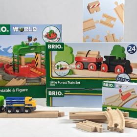 The whole Brio train lineup that is offered at the museum store, for now. 