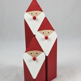 3 variations of the block tomte each at differing heights. 
