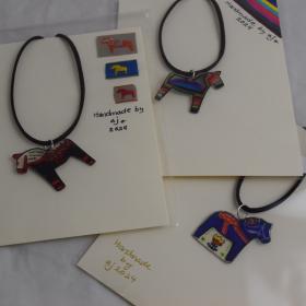 Dala horse necklaces