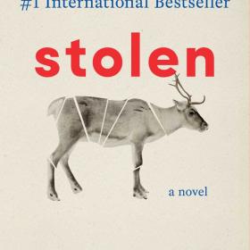 Book cover with title and graphic of a reindeer with white slashes through its body.