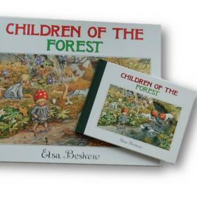 Image of large and miniature versions of the book, Children of the Forest, featuring the title and illustrations.