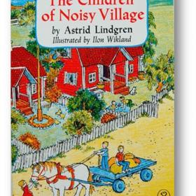 Book cover with title and graphic of a horse drawn cart on a road next to red cottages.