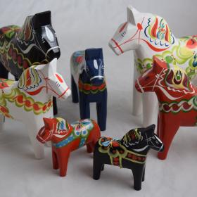 Swedish Pine Painted Dala Horses