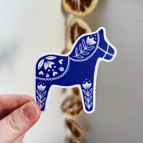 Bright Blue Dala Horse Sticker