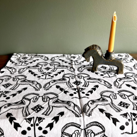Black Fjord Horse Block Printed Towel