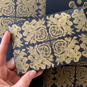 Black and Gold Rosemaling Card