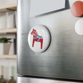 Round Button Magnet with Dala Horse